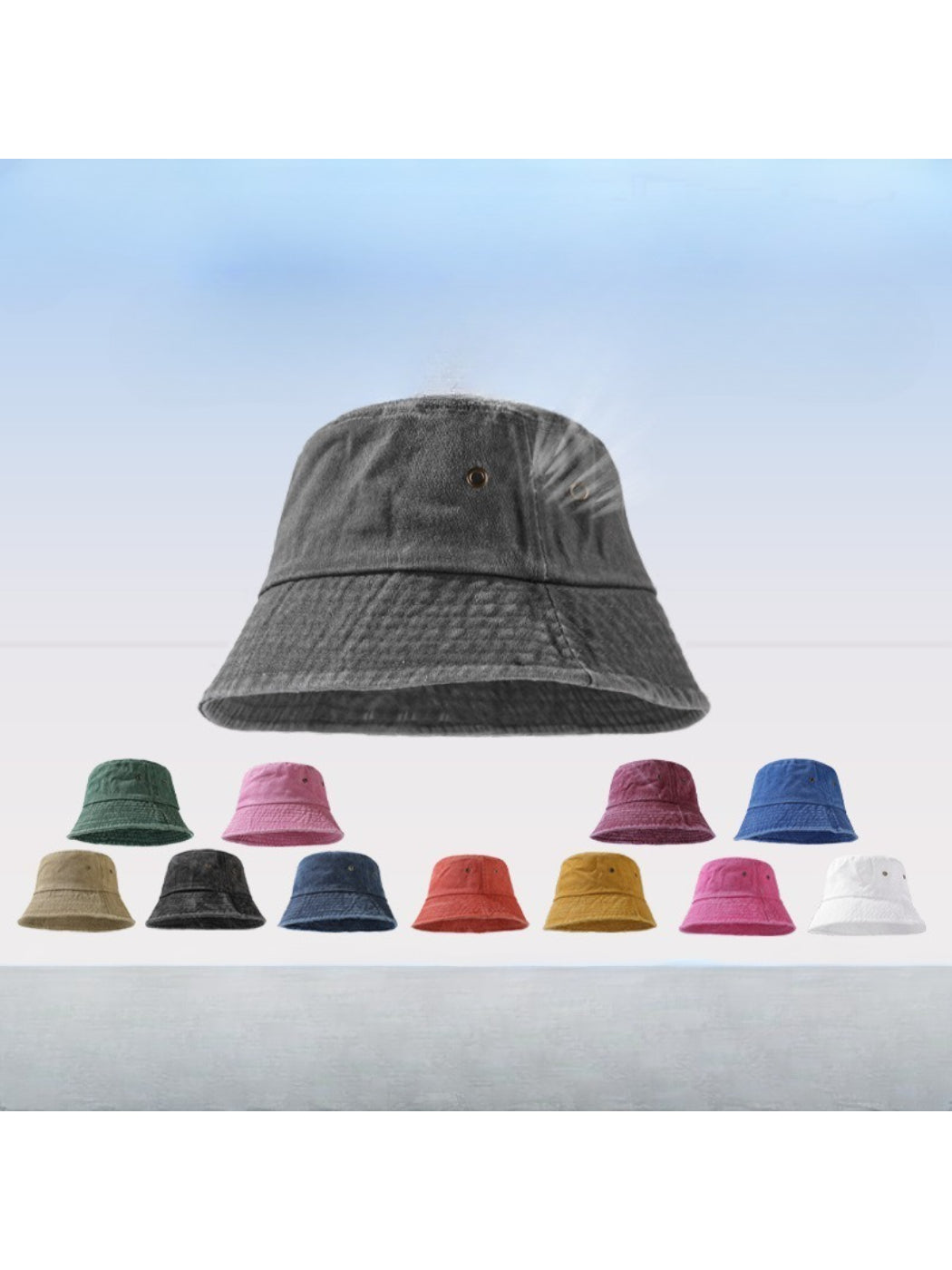 Haila Everyday Washed Bucket Hat in light beige on white background