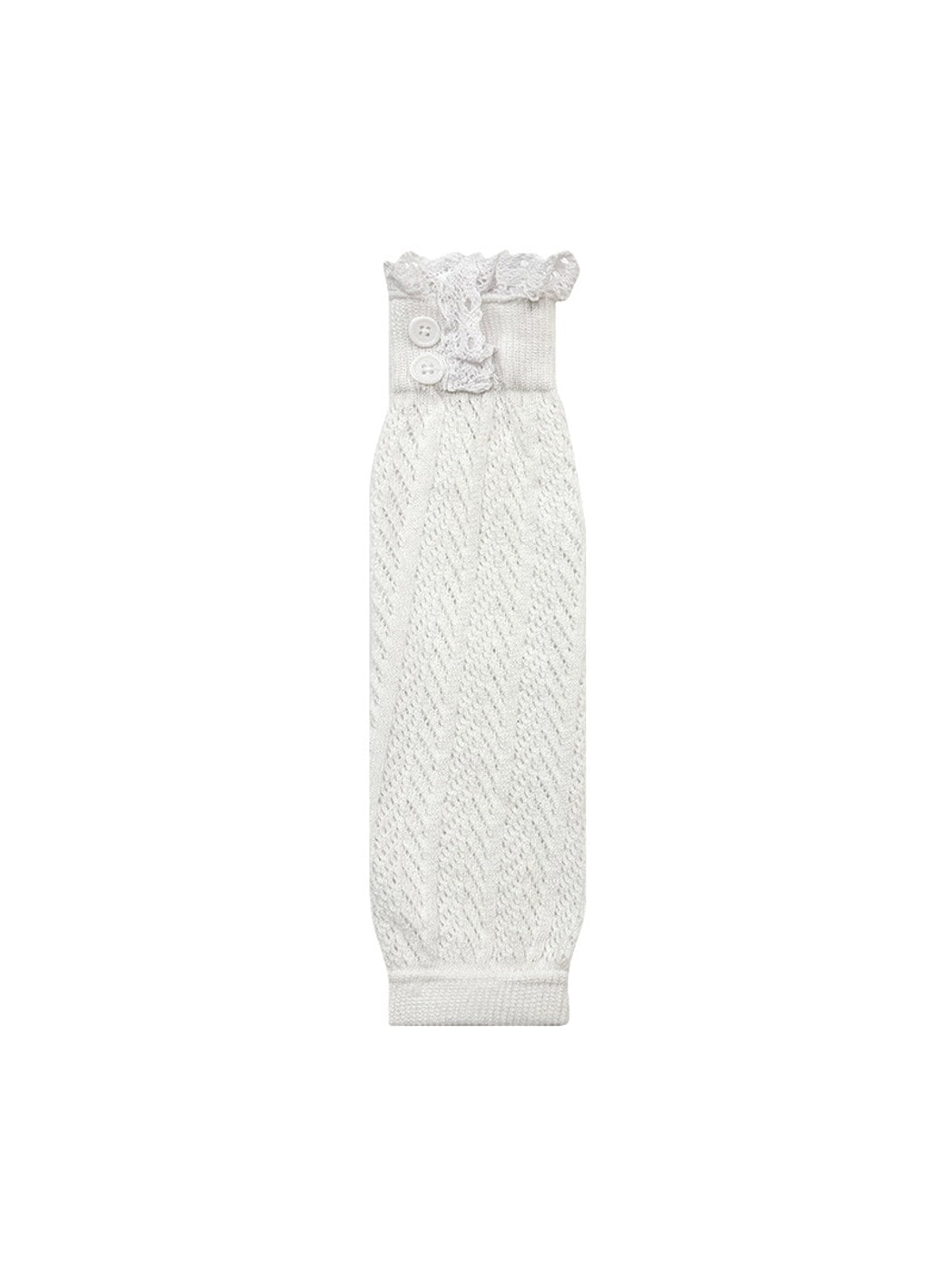 Cozyra - Lace-Trim Cable-Knit Button Leg Warmers
