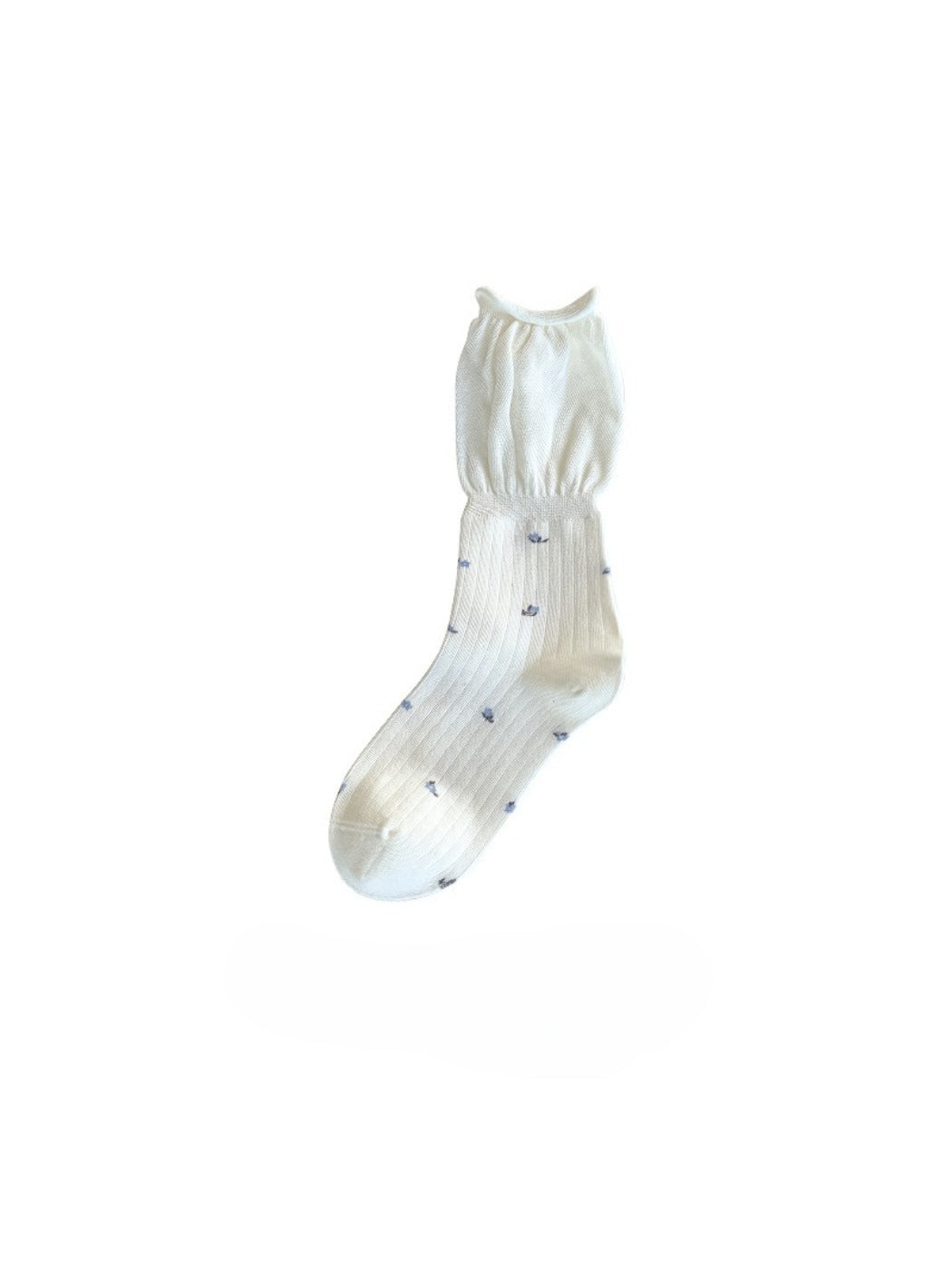 Rufia - Embroidered Ruffle Edge Crew Socks