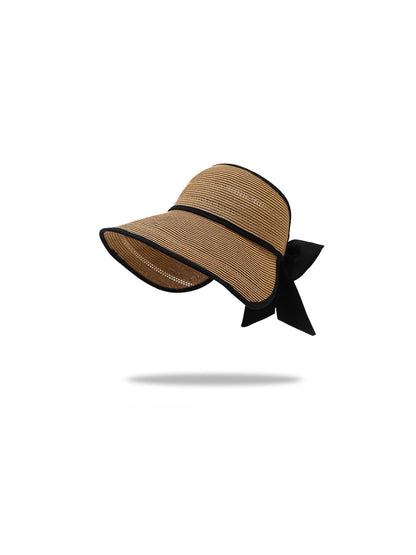 Haila - Open Top Bow Accent Wide Brim Visor Cap