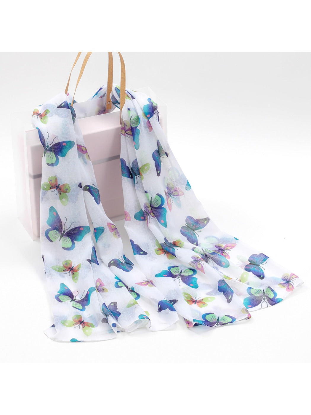 Scarvii - White Butterfly Print Scarf