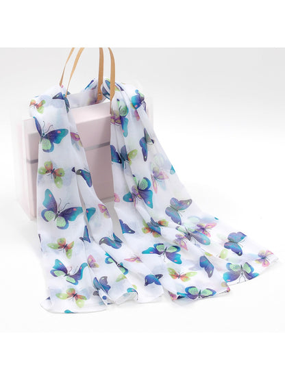 Scarvii - White Butterfly Print Scarf