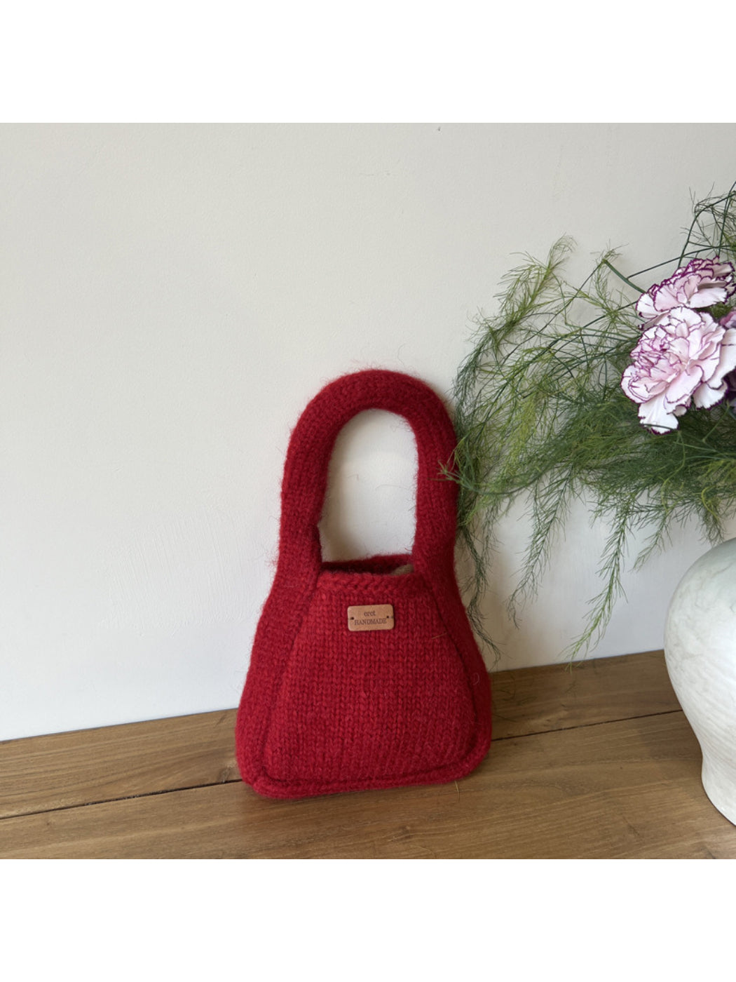 Cosbai - Ribbed Knit Hand Bag