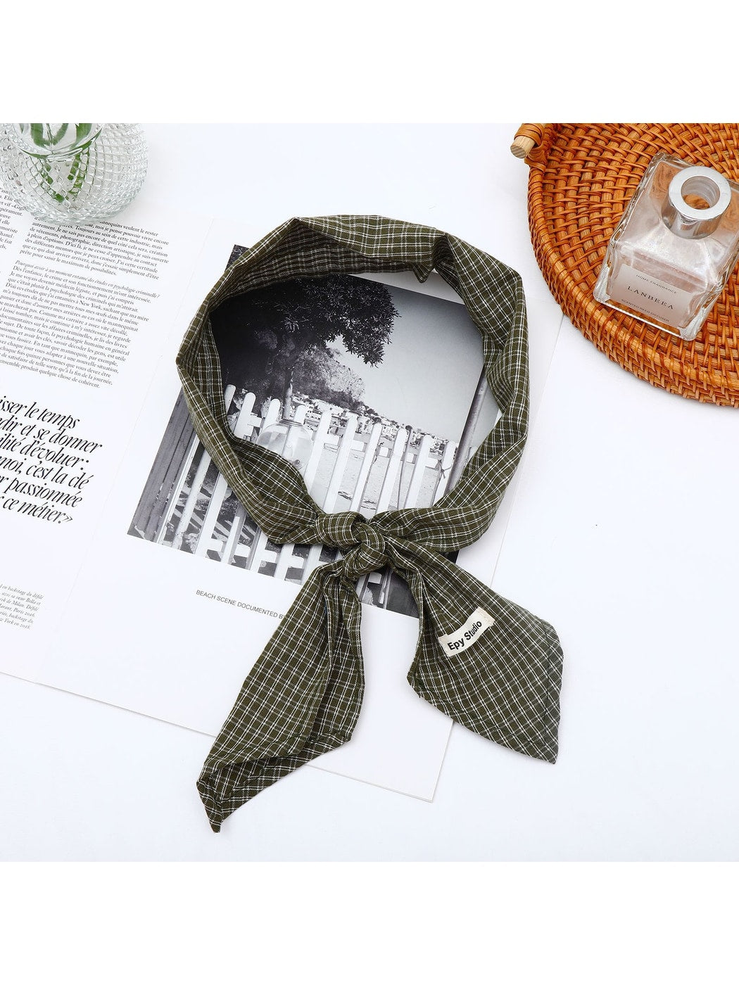 Scarvii - Geometric Check Tie-End Triangle Bandana