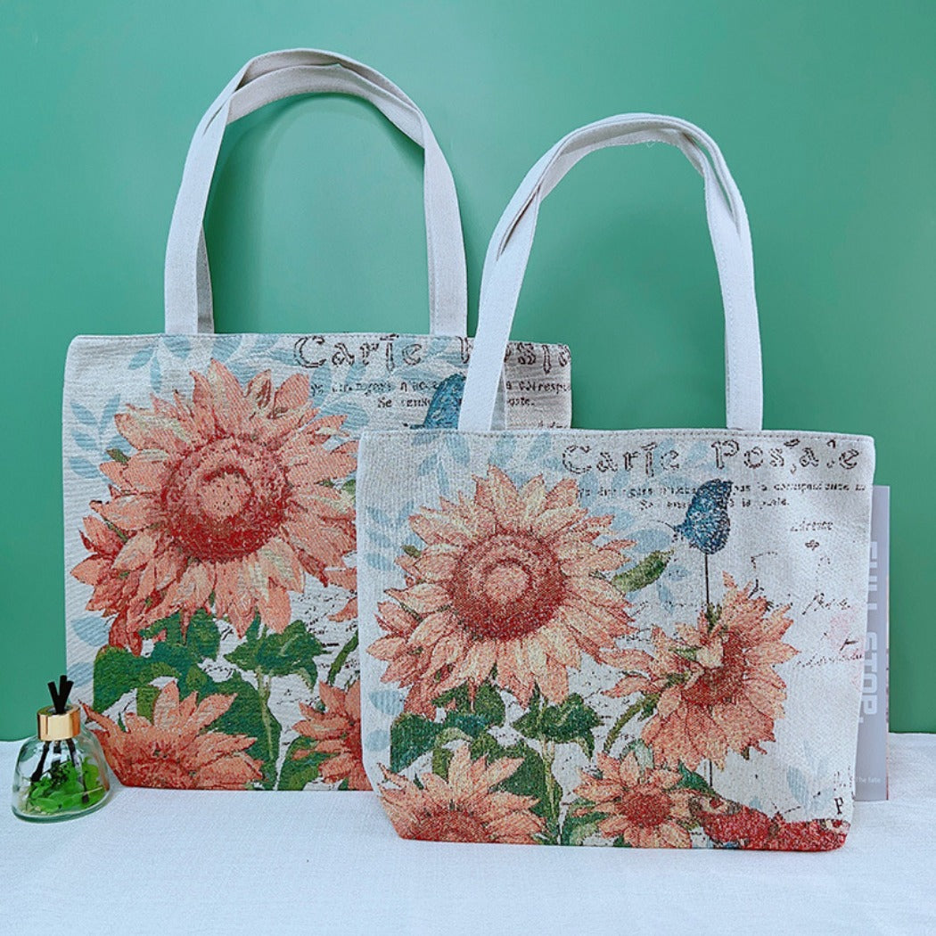 Cosbai - Sunflower and Butterfly Tote Bag - Durable