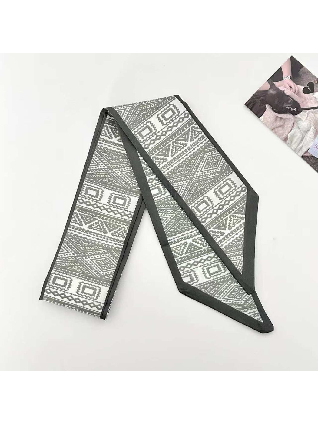 Scarvii Geometric Weave Pattern Skinny Scarf