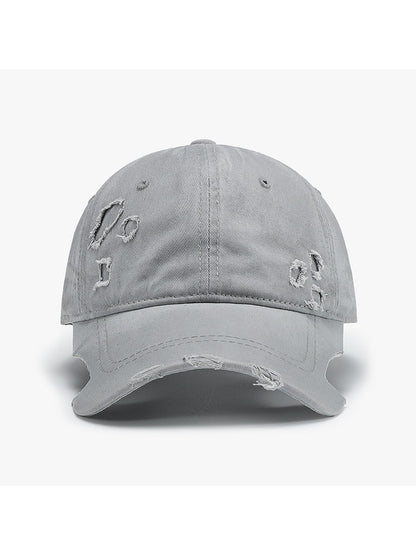 Haila - Distressed Adjustable Curved Brim Baseball Cap