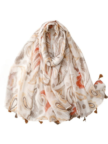 Scarvii Brushstroke Paisley Scarf folded showing blue and white paisley pattern