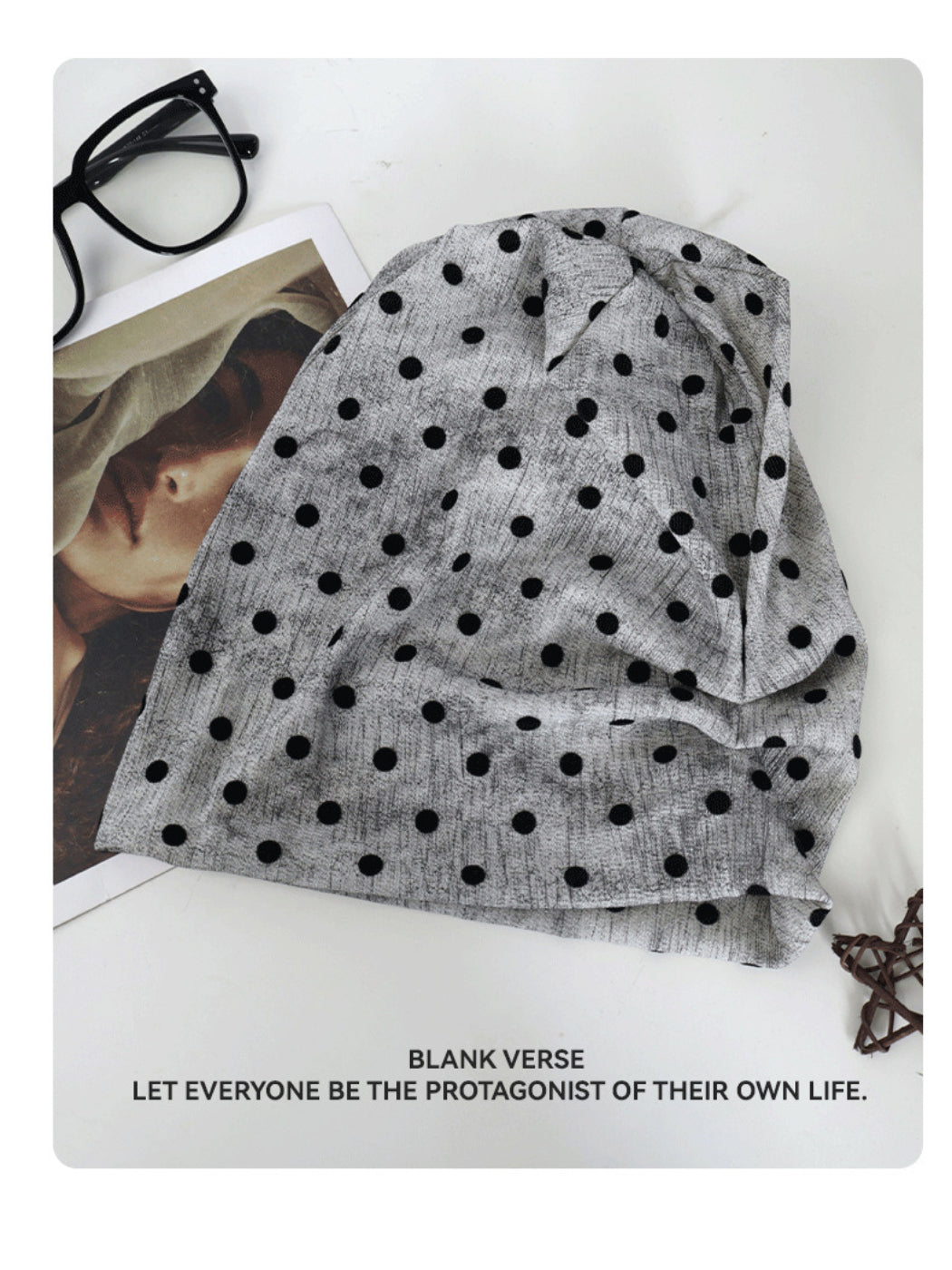 Haila - Polka Dot Twist Front Slouchy Beanie