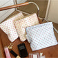 Cosbai Red Dot Cosmetic Bag front view with red dot pattern on white background