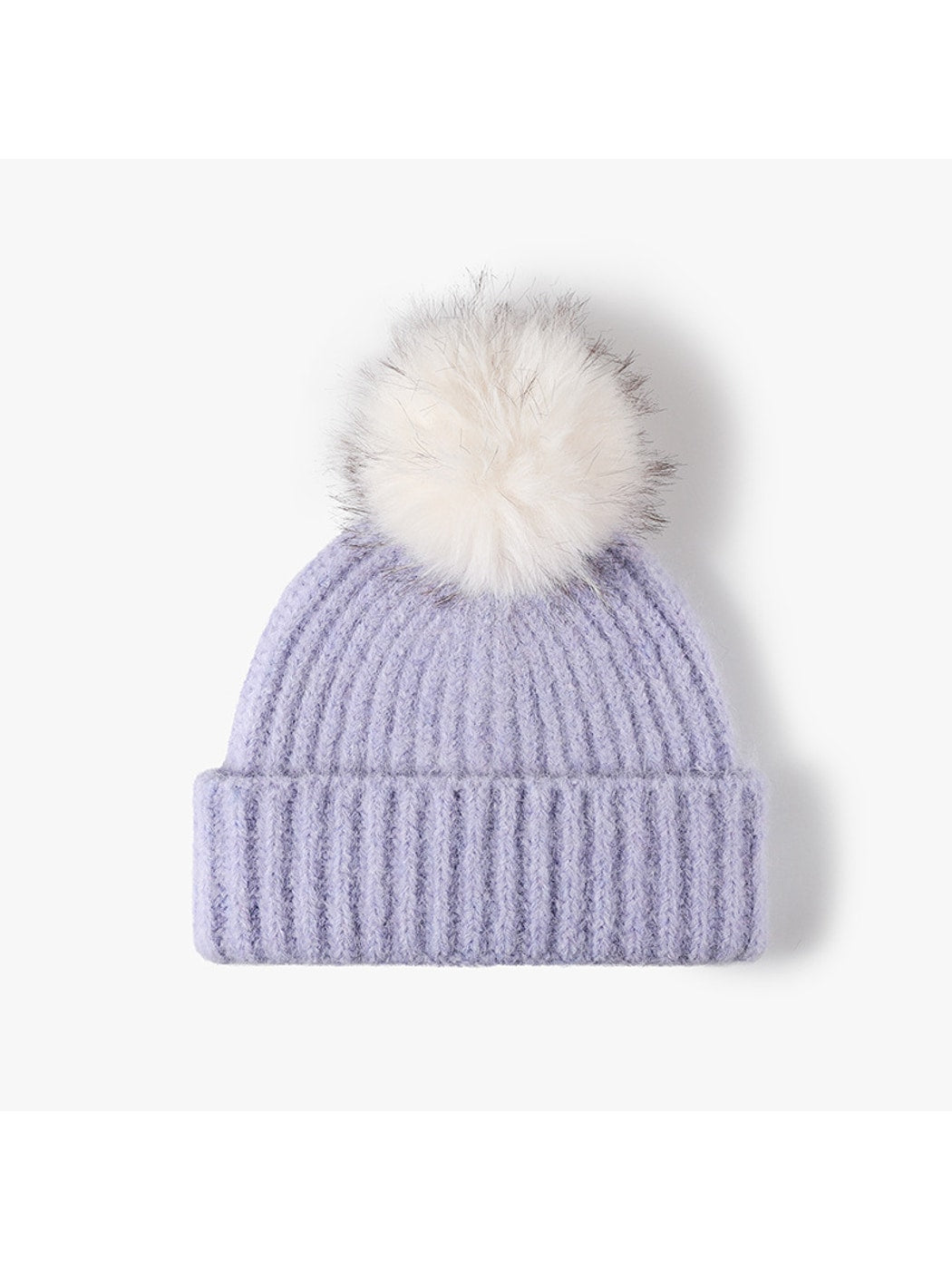 Haila - Solid Color Ribbed Cuffed Knit Beanie Hat
