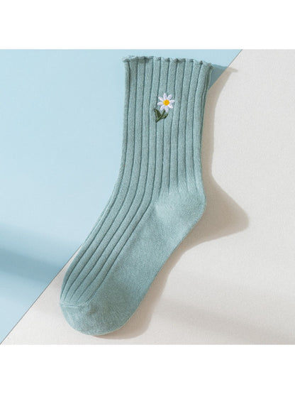Rufia - Floral Daisy Detail Soft Ribbed Crew Socks product image 3