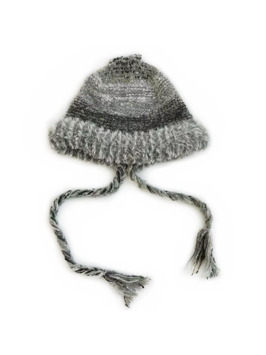 Haila - Rainbow Stripe Knitted Beanie with Earflaps for Women