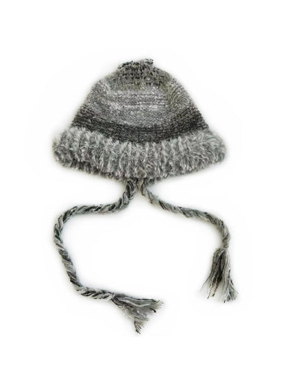 Haila - Rainbow Stripe Knitted Beanie with Earflaps for Women