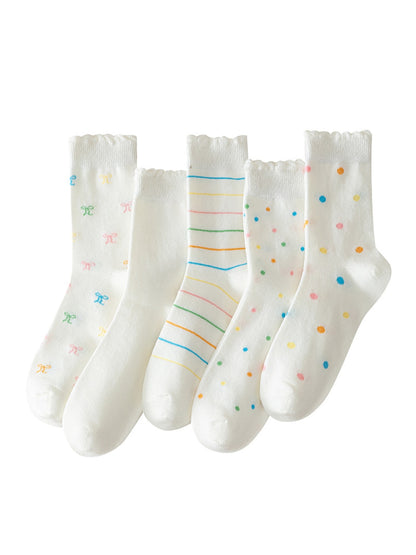 Rufia - Cute Pastel Print Scalloped Crew Socks