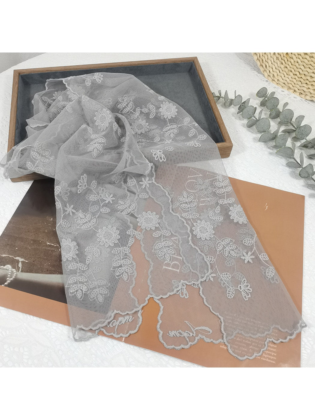 Scarvii - Sweet Sunflower Sheer Embroidered Scarf