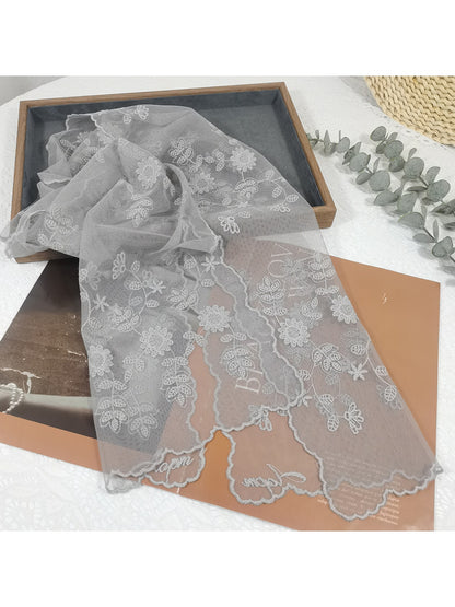 Scarvii - Sweet Sunflower Sheer Embroidered Scarf