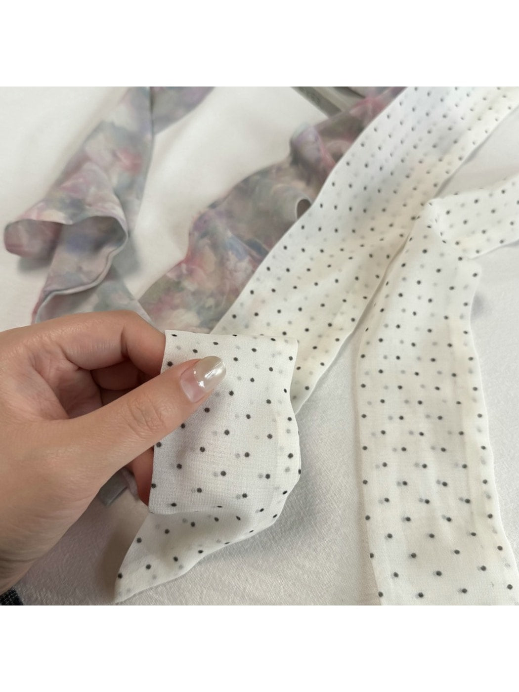 Scarvii - Muted Print Elegant Narrow Scarf