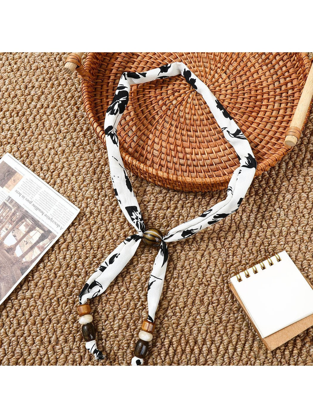 Scarvii - Printed Slim Pendant Narrow Scarf