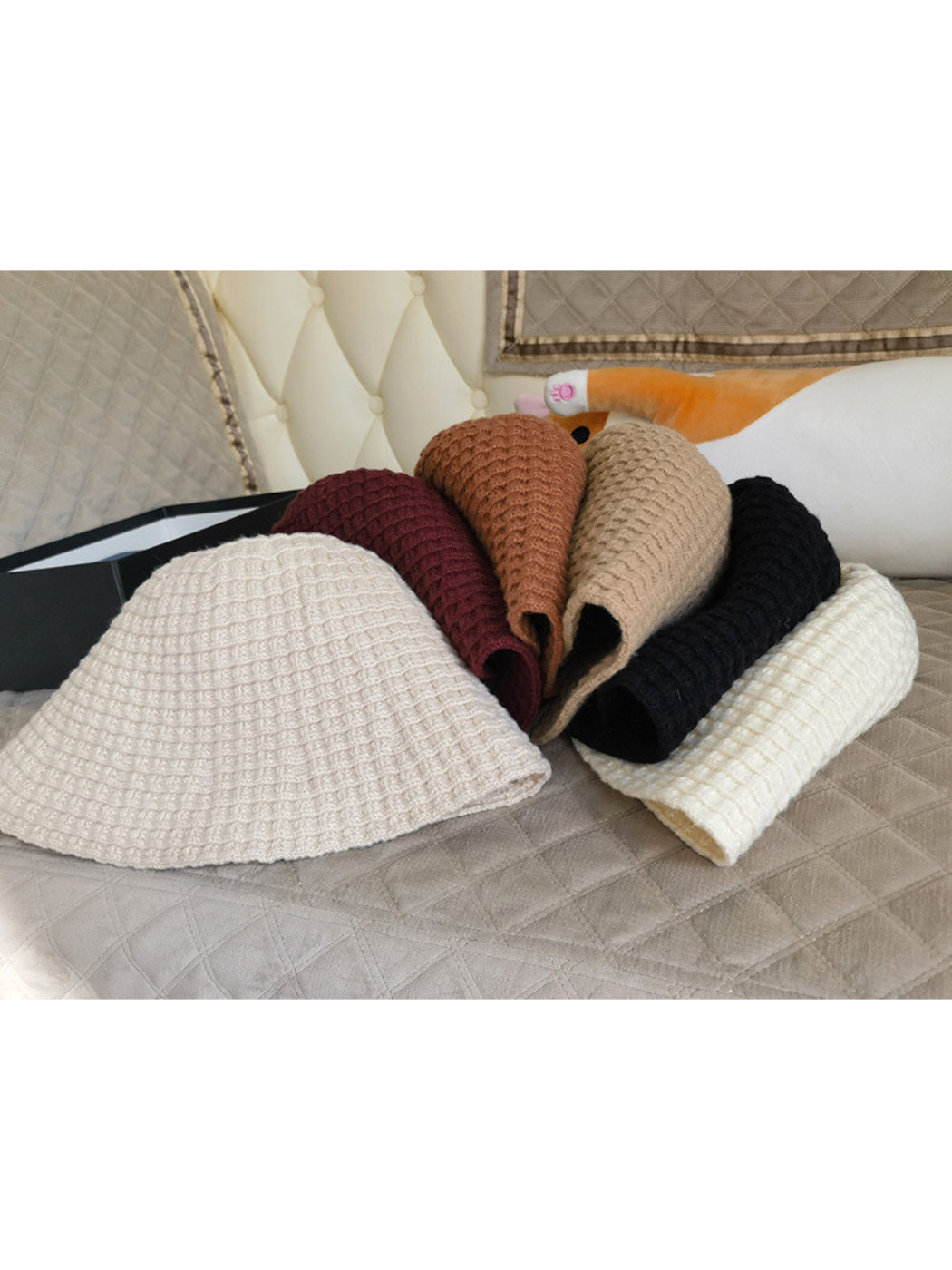Haila - Waffle Texture Knit Bucket Hat