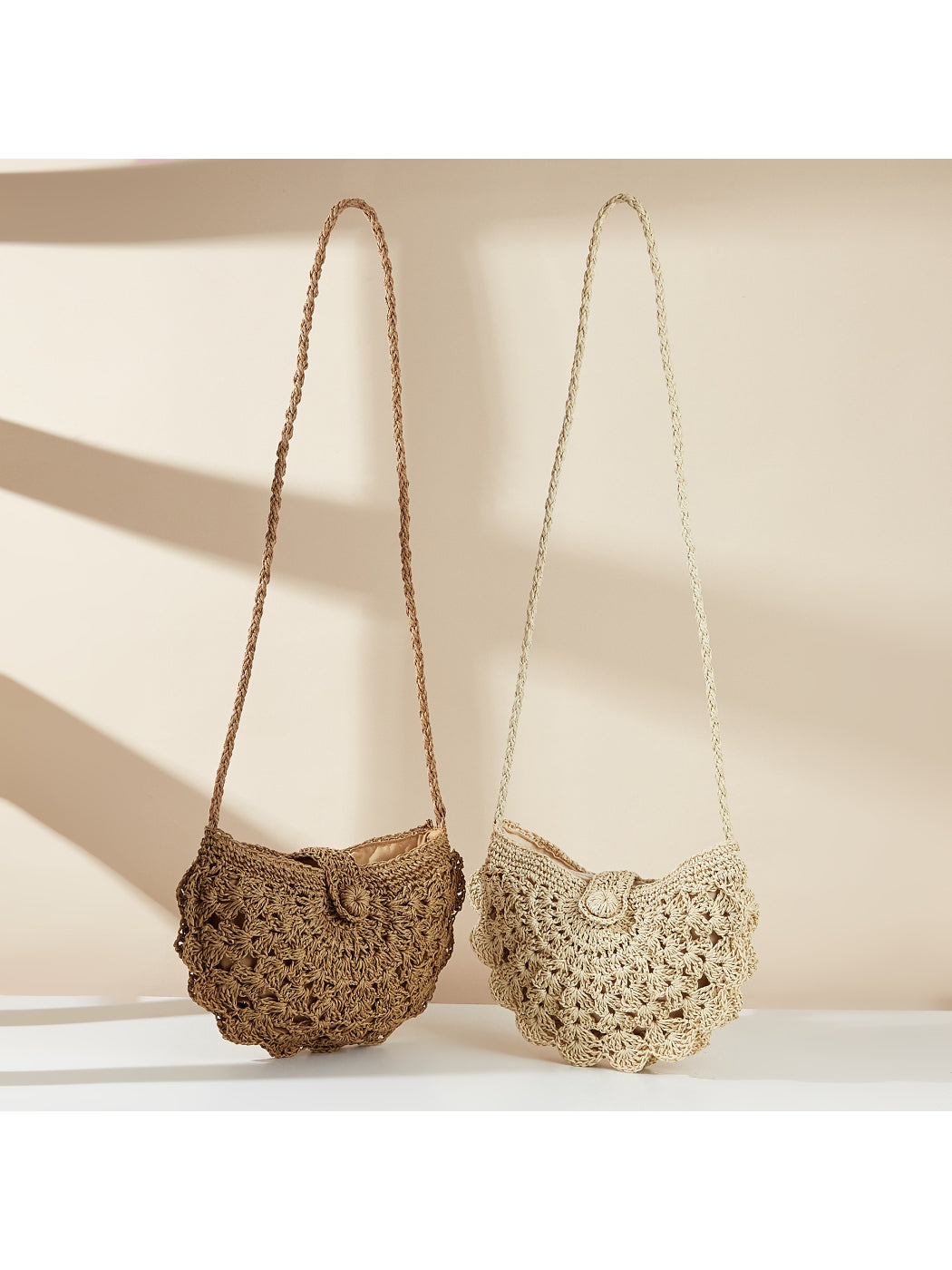 Cosbai Boho shell shape crossbody bag displayed on white background