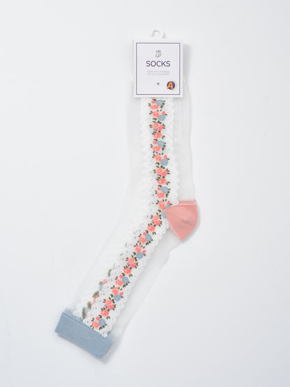 Rufia - Romantic Floral Sheer Crew Socks