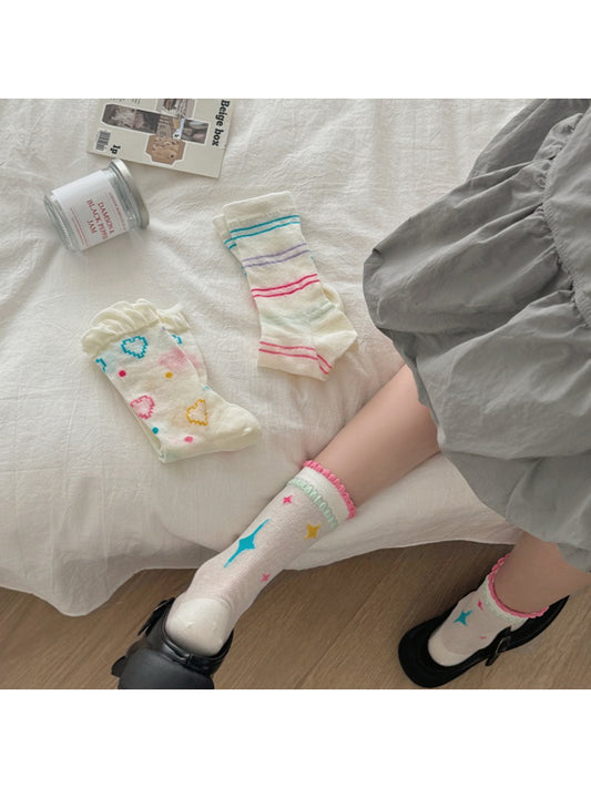 Rufia - Colorful Star Heart Ruffle Crew Socks product image 2