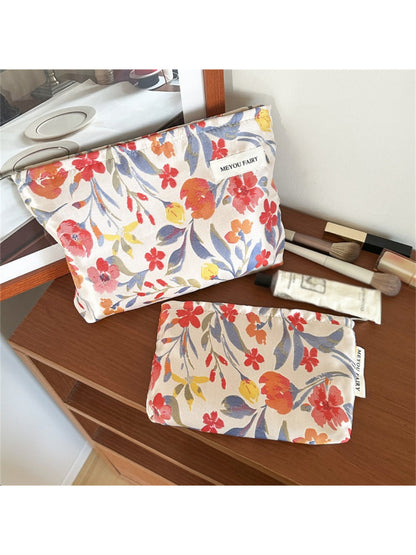 Cosbai colorful floral cosmetic pouch on white background