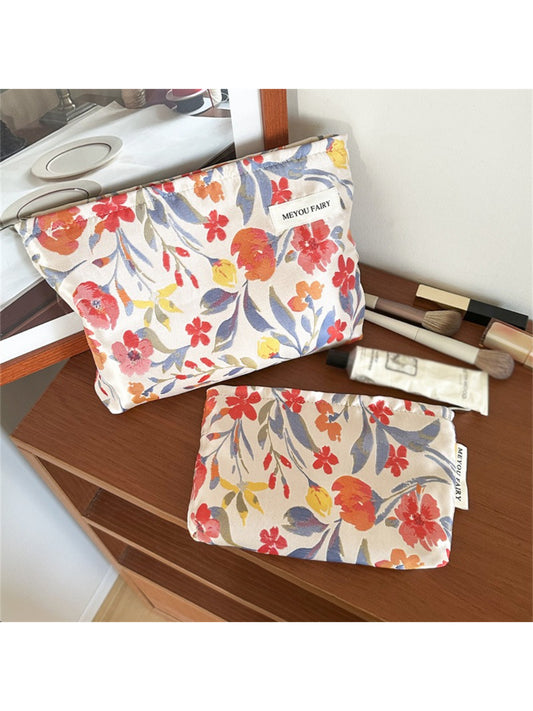 Cosbai colorful floral cosmetic pouch on white background