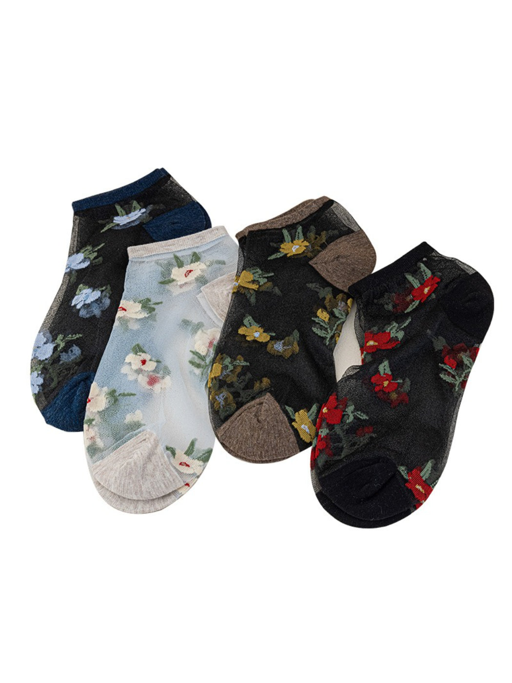 Rufia - Vintage Floral Sheer Crew Socks
