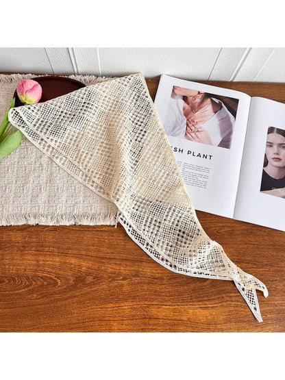 Scarvii - Floral Cutwork Triangle Fashion Neck Scarf