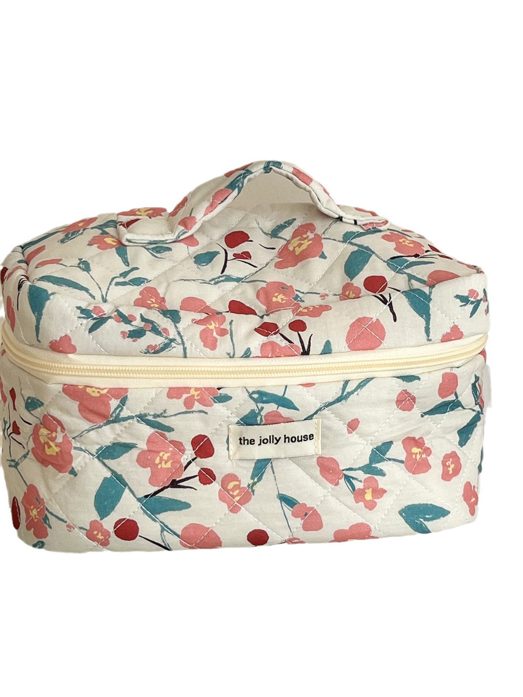 Cosbai Bloom Print Cosmetic Bag with floral pattern on a white background