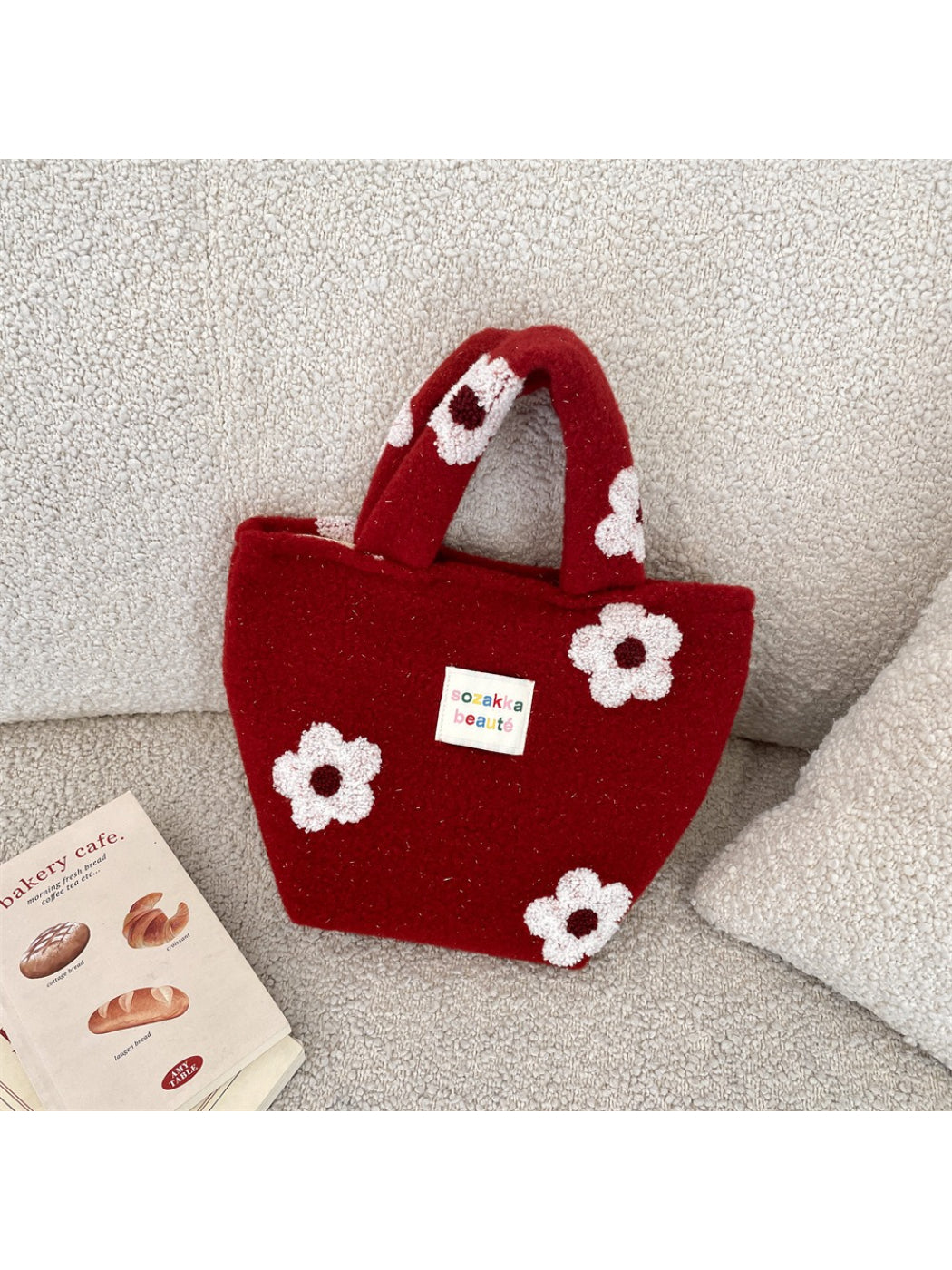 Cosbai - Mini Plush Flower Tote Bag