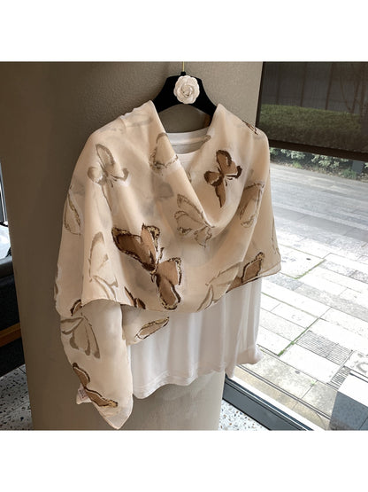 Scarvii - Butterfly Print Rectangular Shawl Scarf