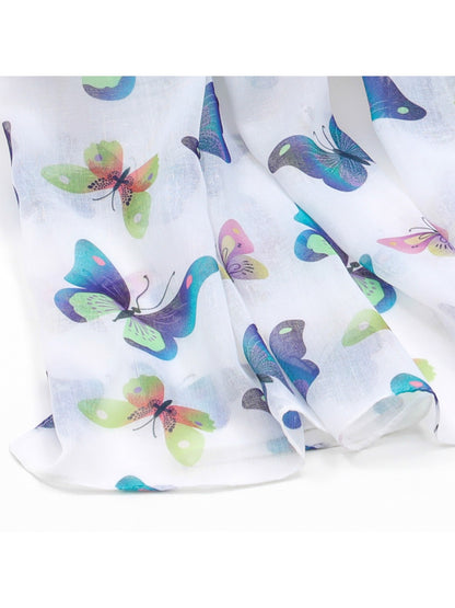 Scarvii - White Butterfly Print Scarf