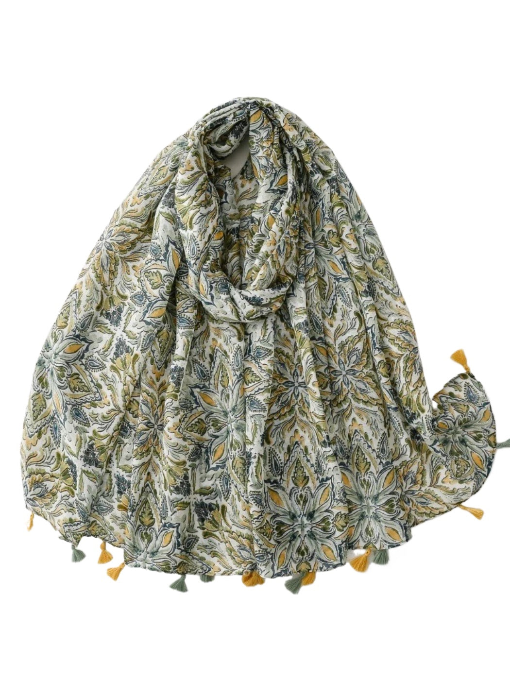 Scarvii - Botanical Paisley Tassel Wrap Scarf