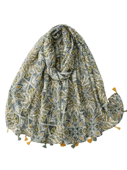 Scarvii - Botanical Paisley Tassel Wrap Scarf