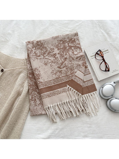 Scarvii - Abstract Border Fringed Winter Scarf