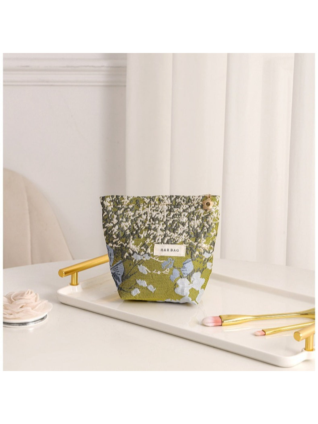 Cosbai - Jacquard Floral Cosmetic Bag