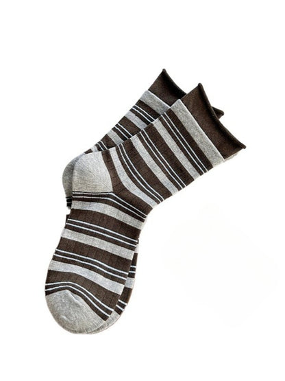 Rufia - Neutral Stripe Color-Block Crew Socks