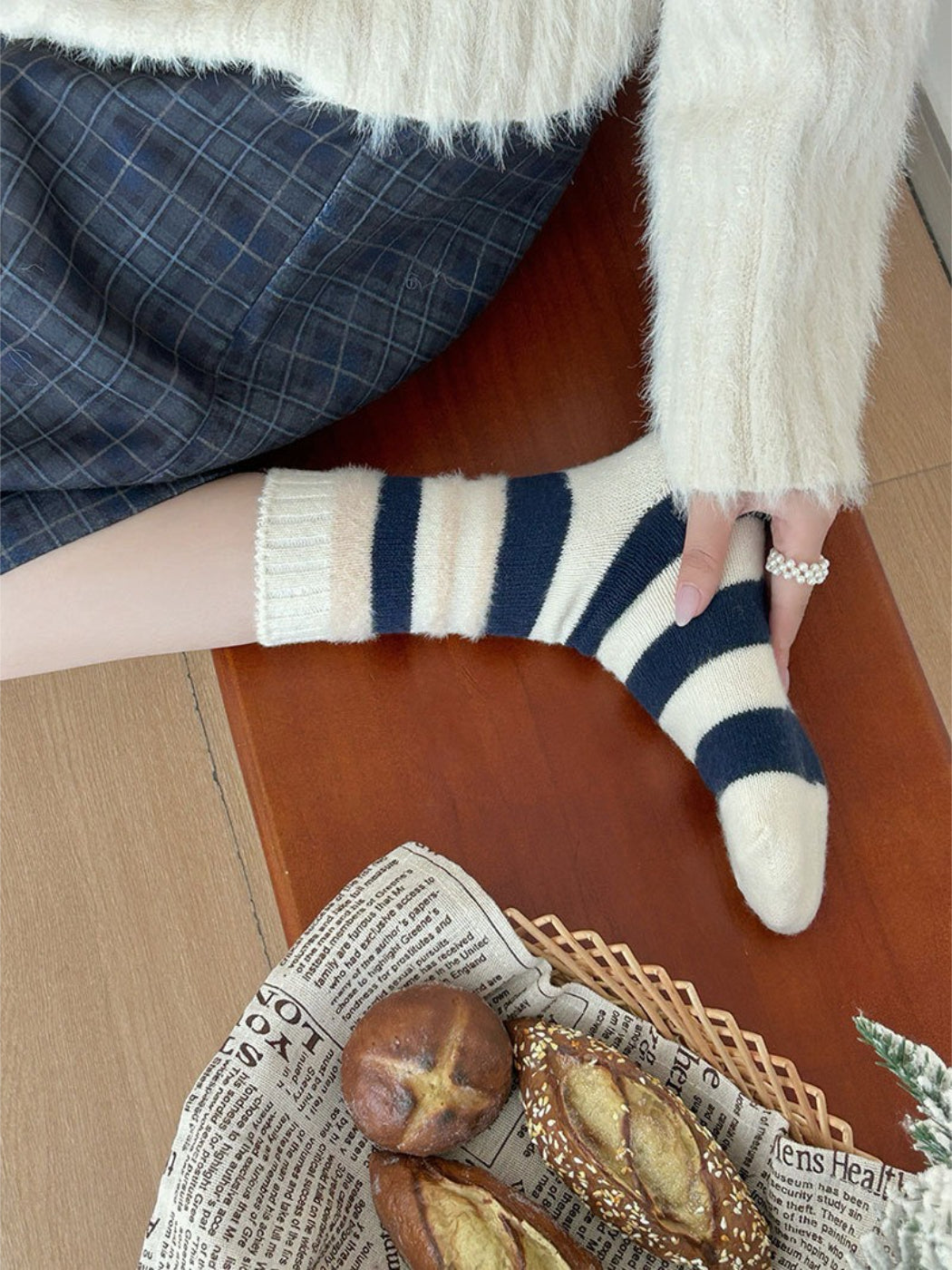 Rufia - Soft Stripe Knit Crew Socks