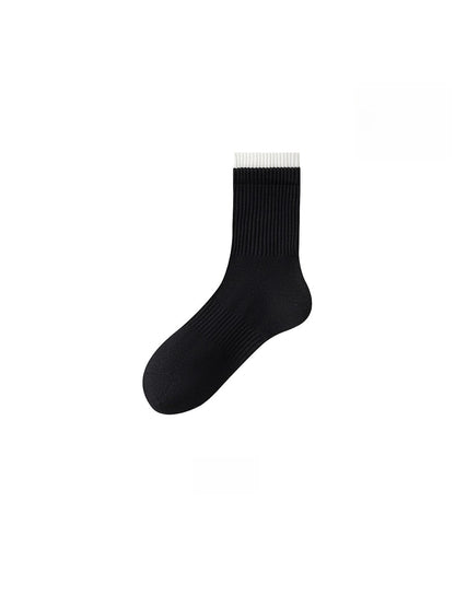 Rufia - Colorblock Double Cuff Casual Crew Socks