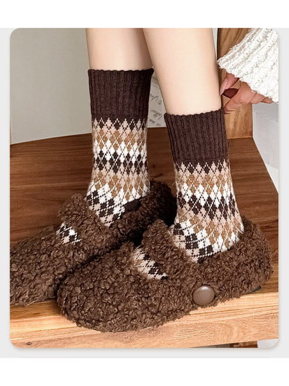 Rufia - Classic Argyle Knit Crew Socks