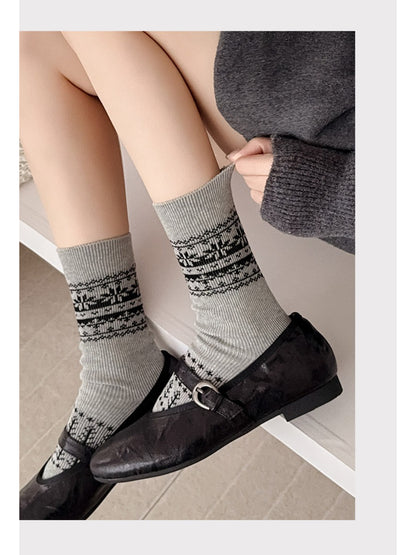 Rufia - Nordic Fairisle Pattern Crew Socks