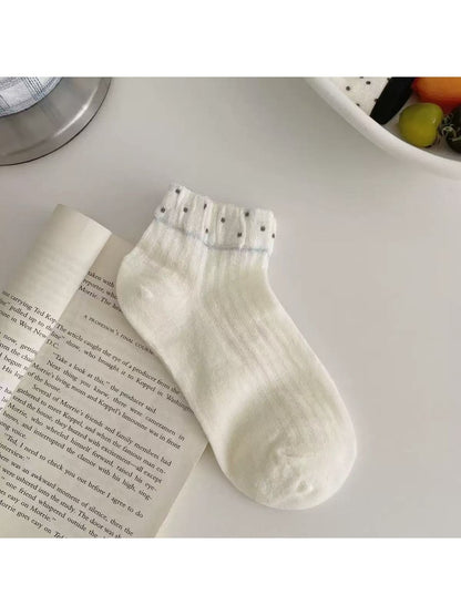 Rufia - Cute Polka Dot Ruffle Ankle Socks