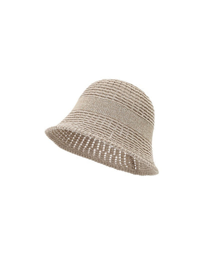 Haila woven bucket hat styled with casual outfit on model