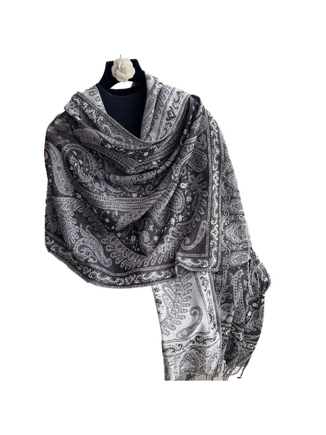 Scarvii - Elegant Paisley Border Wrap Scarf