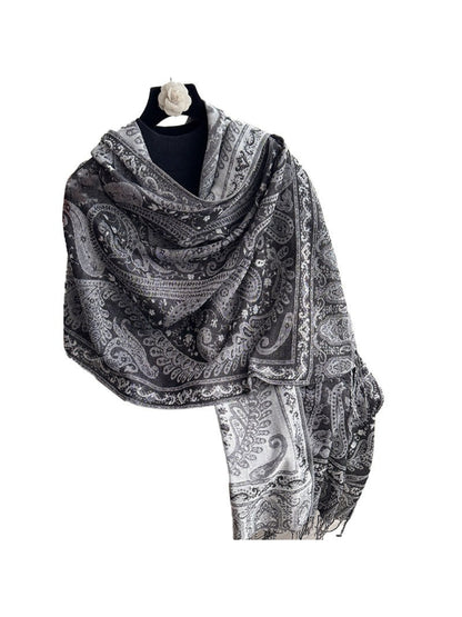 Scarvii - Elegant Paisley Border Wrap Scarf