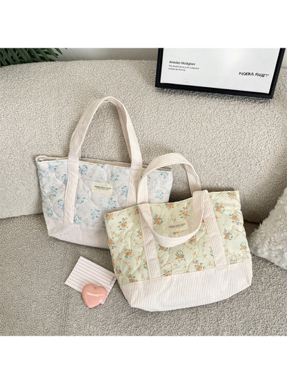 Cosbai - Quilted Floral Tote Bag