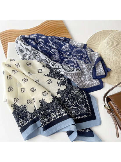 Scarvii - Colorblock Paisley Print Square Scarf